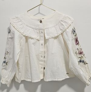 Floral Embroidered White Blouse